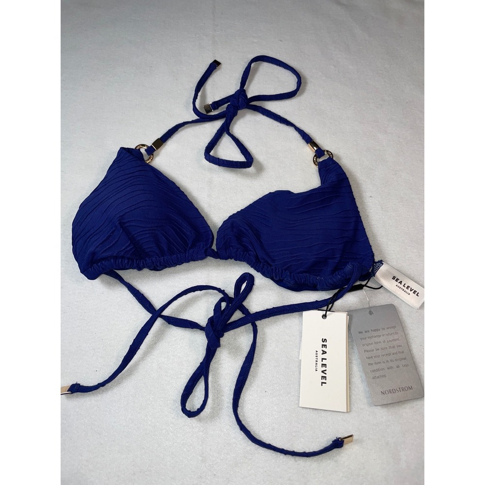 Sea Level Australia Women French Navy Textured Triangle Bikini Top US 10 SL3016D